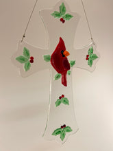 Load image into Gallery viewer, Cardinal Cross With Holly