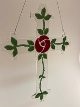 Load image into Gallery viewer, Red Glasgow Rose with Vines Cross
