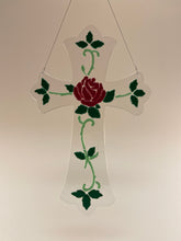 Load image into Gallery viewer, Traditional Red Rose Cross with Vines
