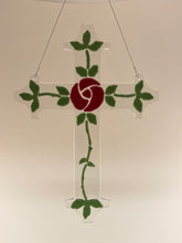 Load image into Gallery viewer, Red Glasgow Rose with Vines Cross
